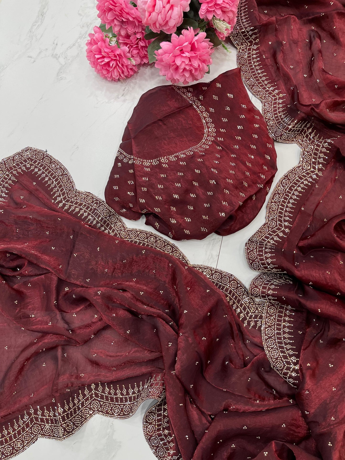 Radha Satin Silk Saree – Maroon