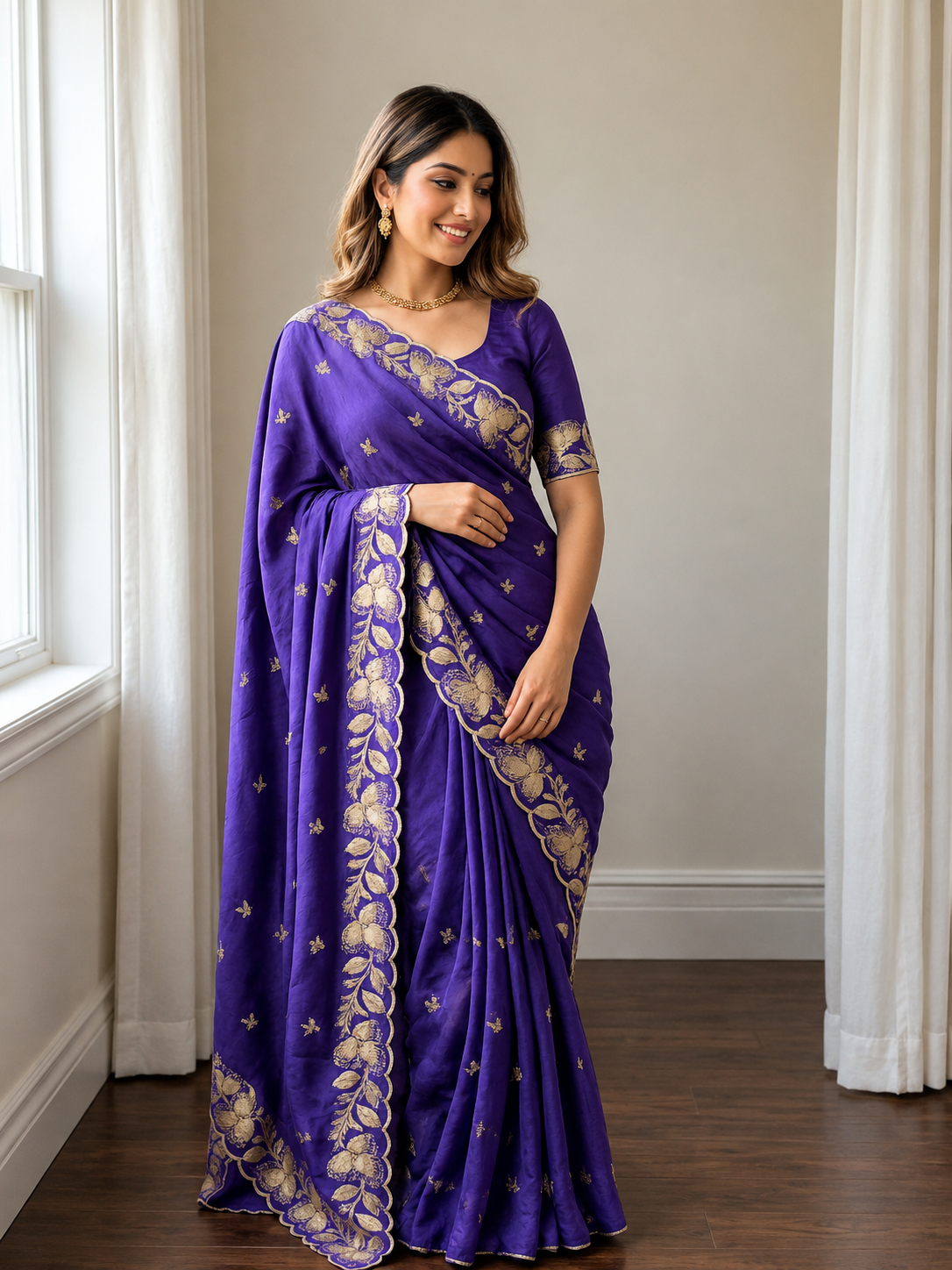Soft Rangoli Crush Silk Saree with Heavy Sequence & Bits Embroidery | Party Wear Designer Saree