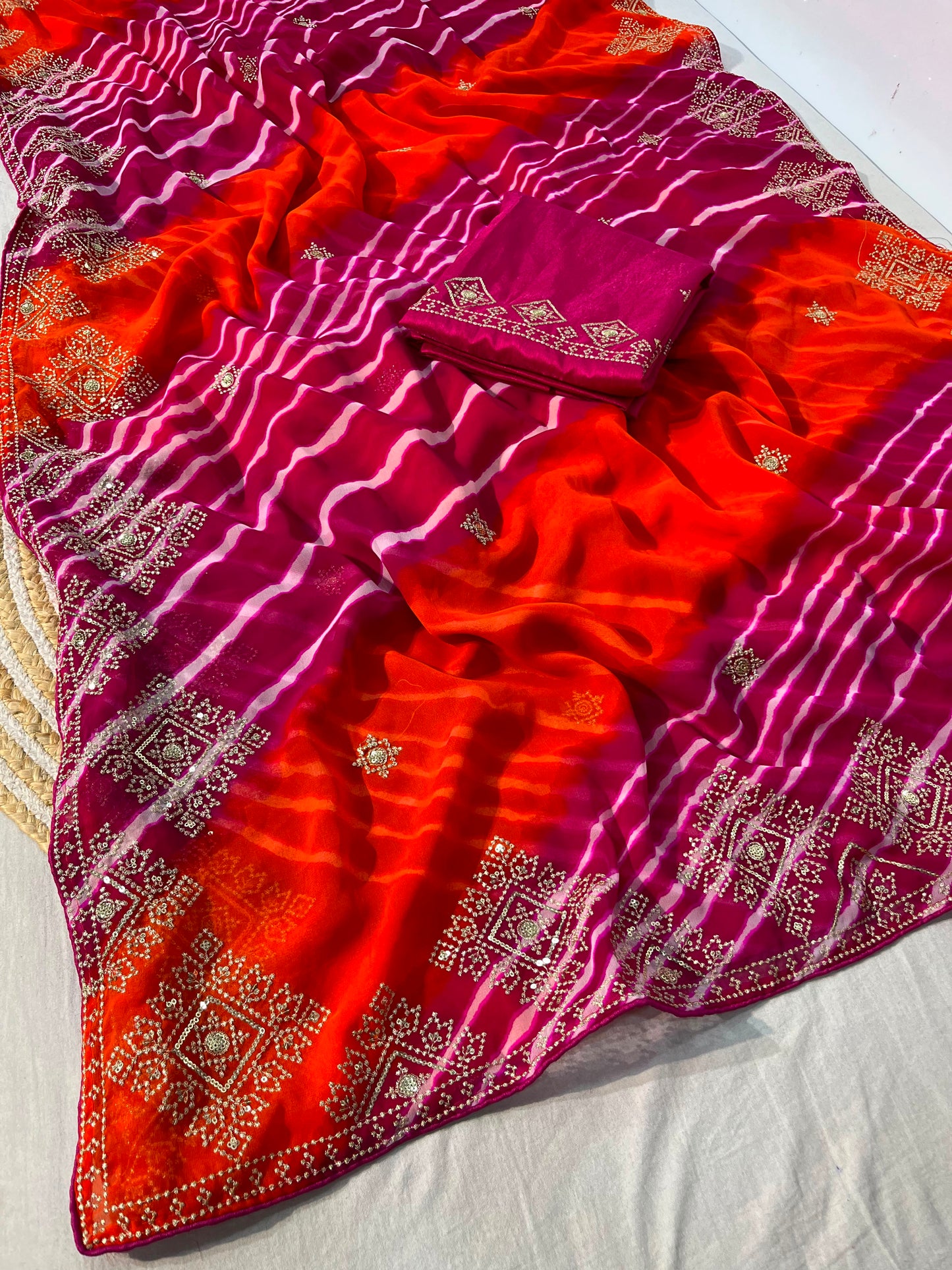 Saavan Special Soft C Multi Leheriya Saree