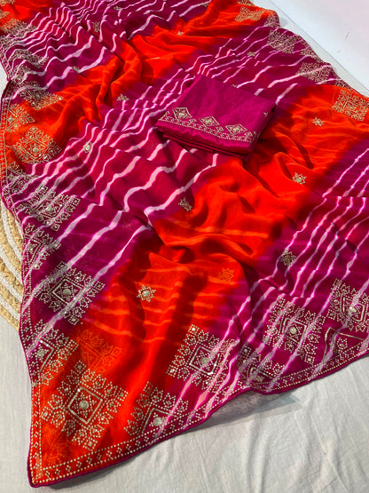 Saavan Special Soft C Multi Leheriya Saree