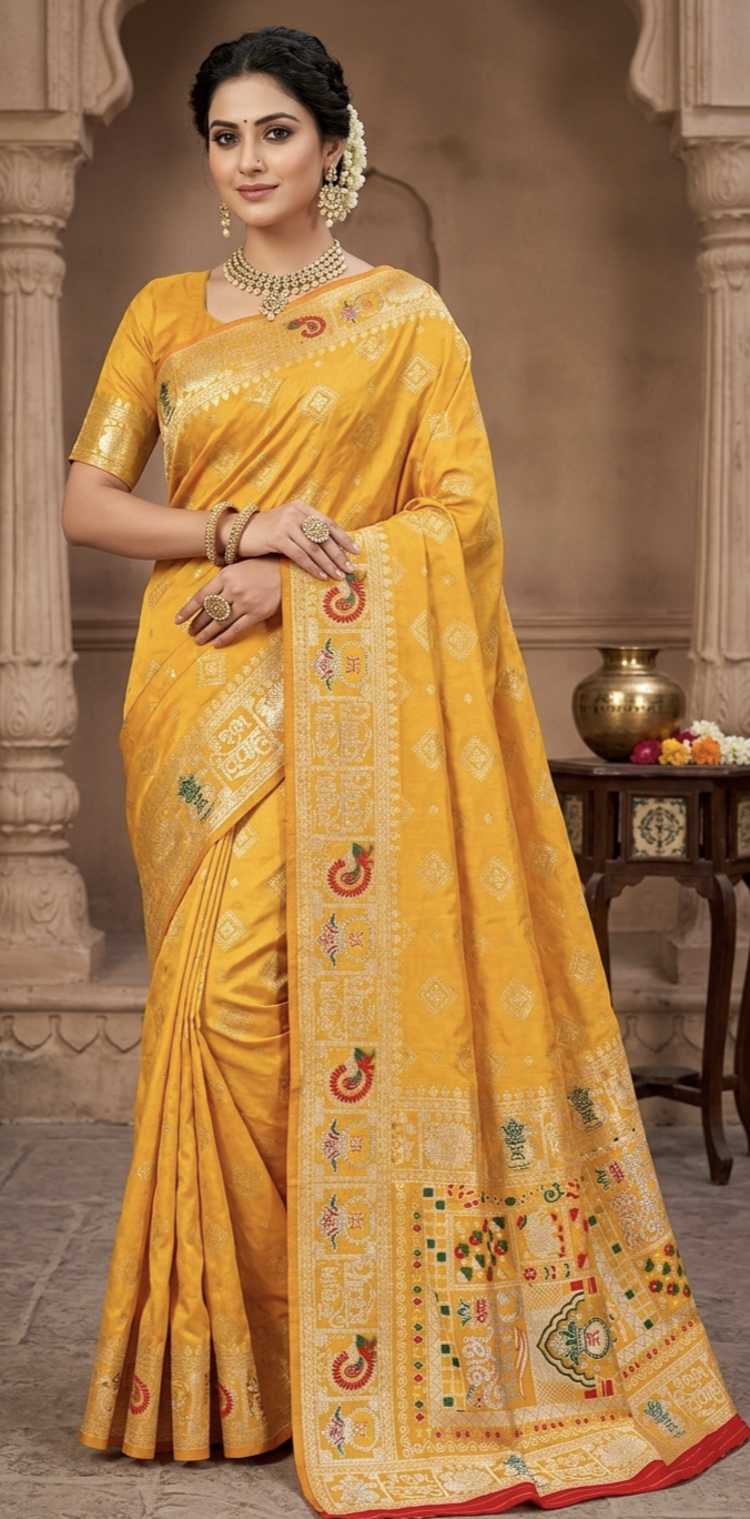 Wedding Special Dola Silk Designer Saree with Zarkhan Work