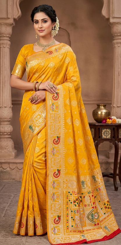 Wedding Special Dola Silk Designer Saree with Zarkhan Work