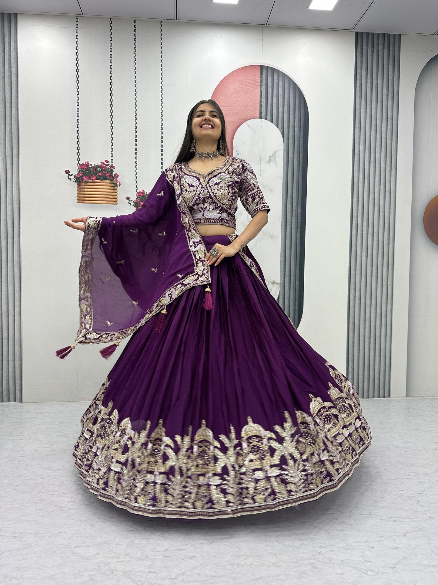 Designer Chinon Embroidery Lehenga Choli with Sequence Work – Festival Wear