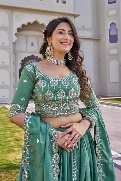 New Festival Wear Pure Crepe Silk Lehenga Choli with Heavy 7mm Sequence Embroidery | Fully Stitched