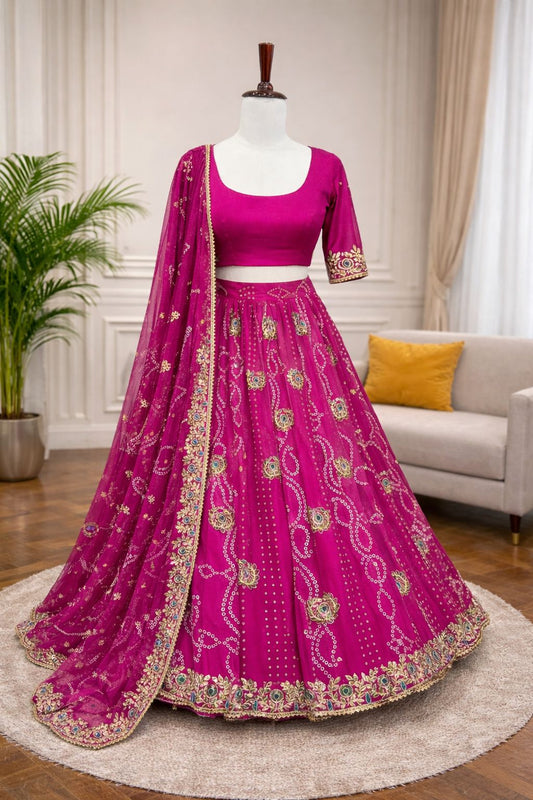 Bandhani Print Embroidered Lehenga Choli Set