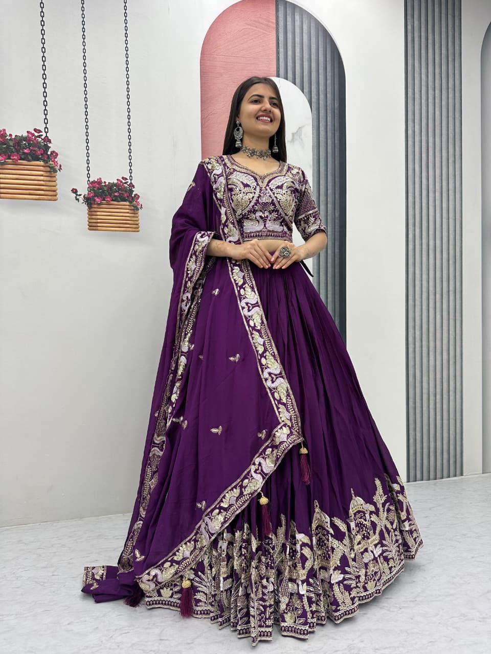 Designer Chinon Embroidery Lehenga Choli with Sequence Work – Festival Wear