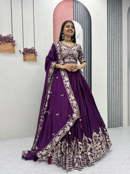 Designer Chinon Embroidery Lehenga Choli with Sequence Work – Festival Wear