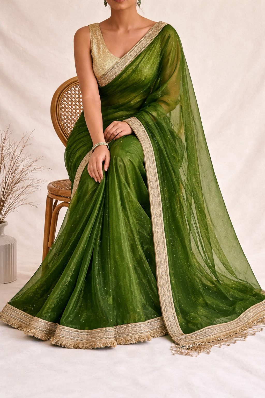 New Arrival Pure Soft Twills Organza Saree with Lace & Butti Work