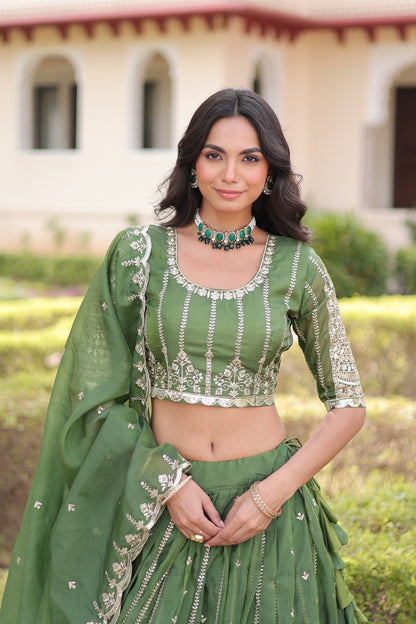 Gold Crush Embroidered Lehenga Choli Set