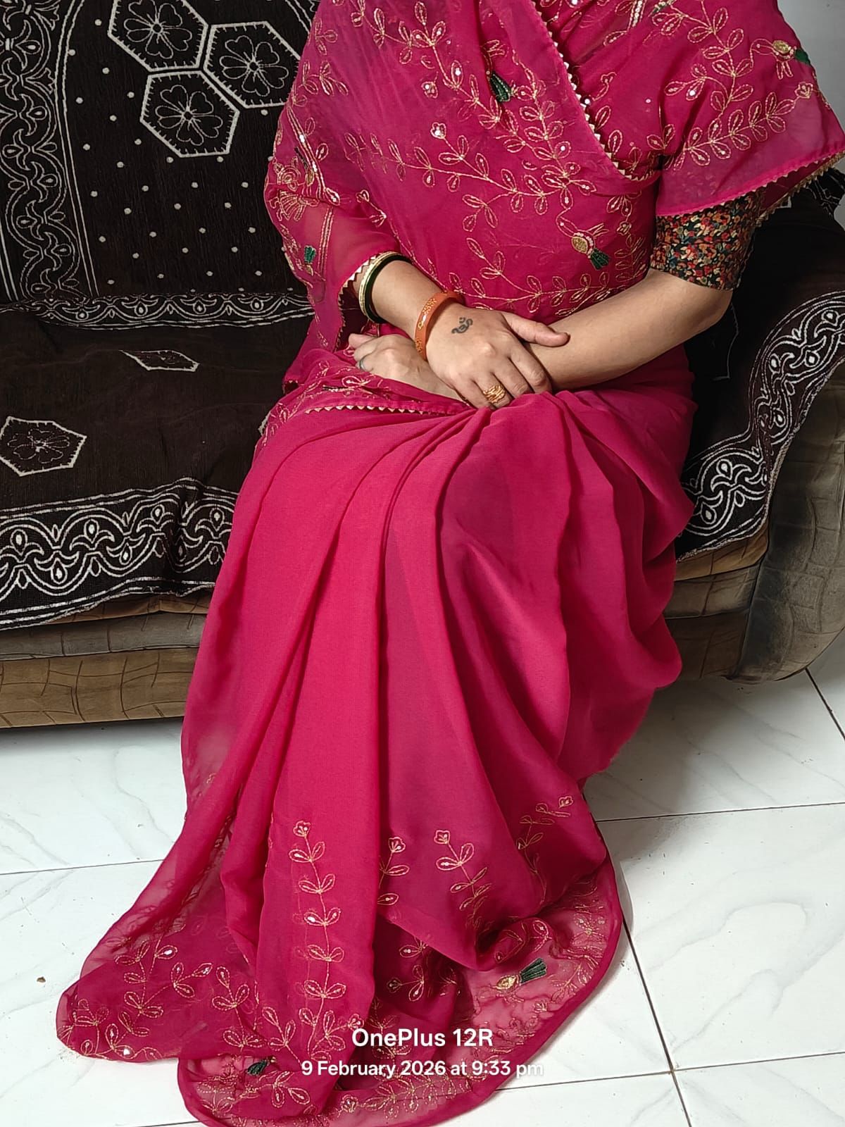 Royal Georgette Darbari Saree with Multi Sequence Work & Lace Border