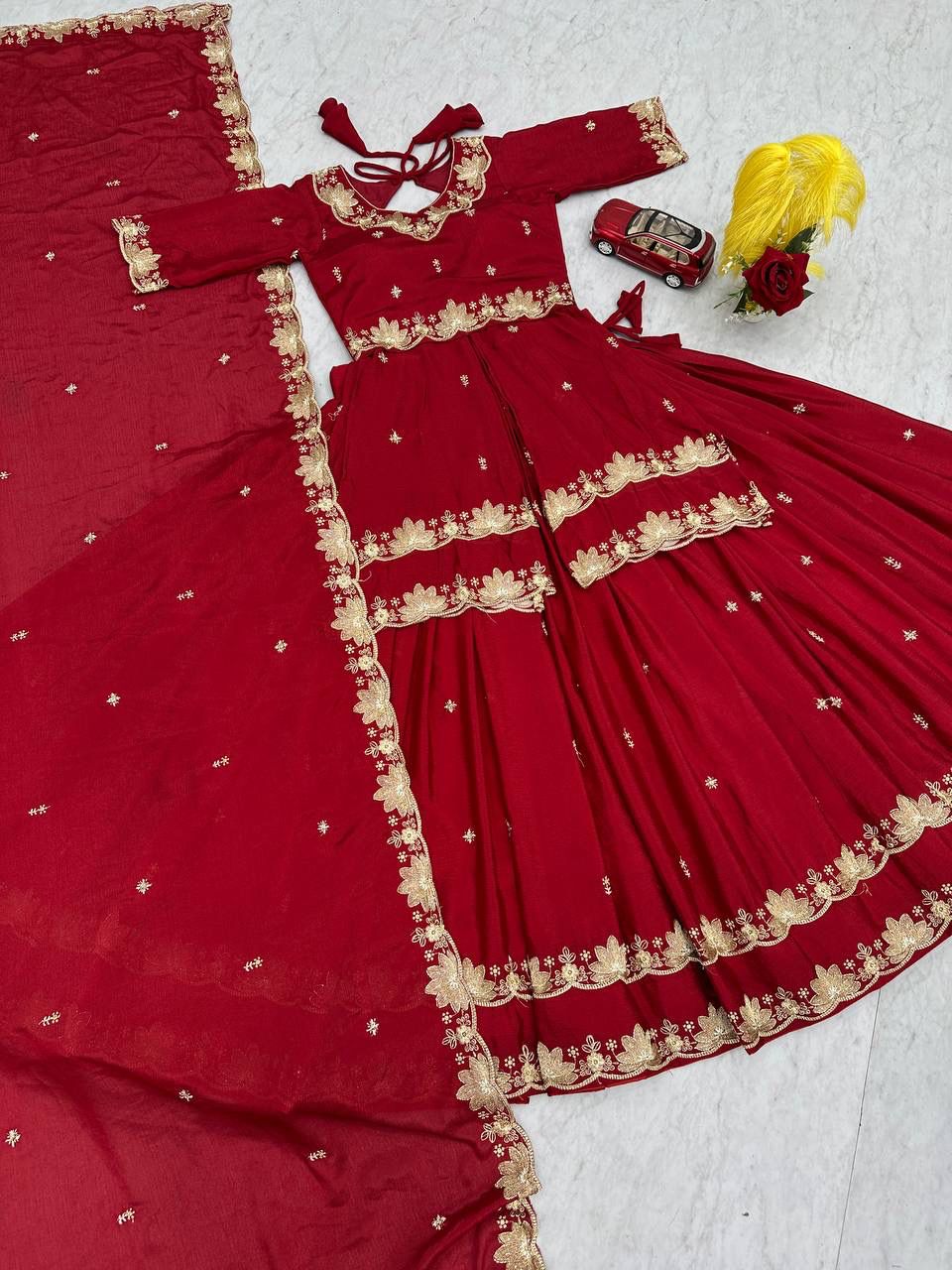 Premium Chinon Silk Wedding Wear Lehenga Choli with Sequence Work