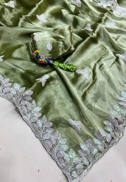 Titli Collection – Premium Chiffon Saree with Elegant Sequence Embroidery & Designer Border