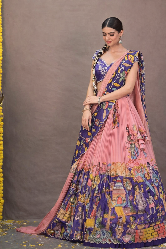 Kalamkari Print Cotton Lehenga Choli