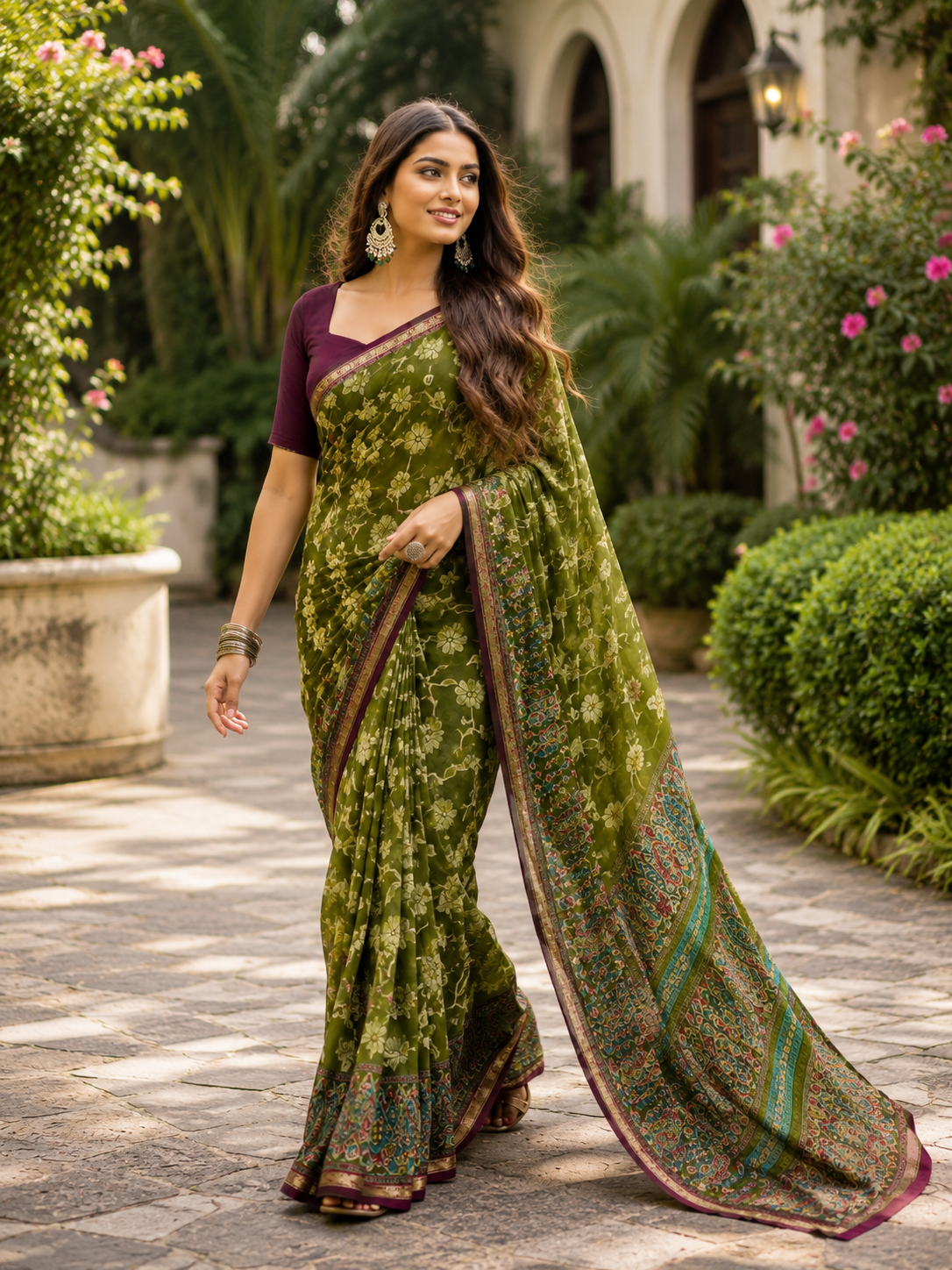 Pathshala Premium Viscose Mul Cotton Printed Saree with Zari Border