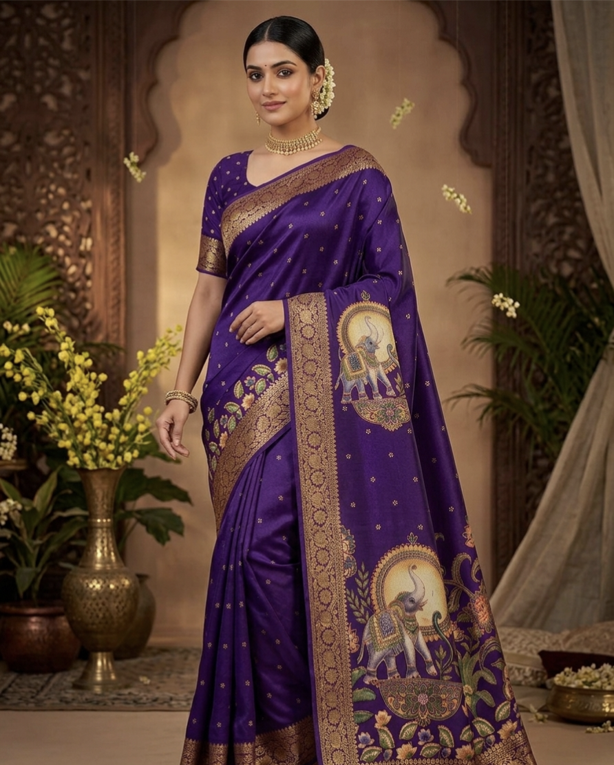 Ajrakh Soft Georgette Saree with Zari Border | Festive & Daily Wear