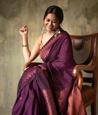 Purple Zari Work Saree