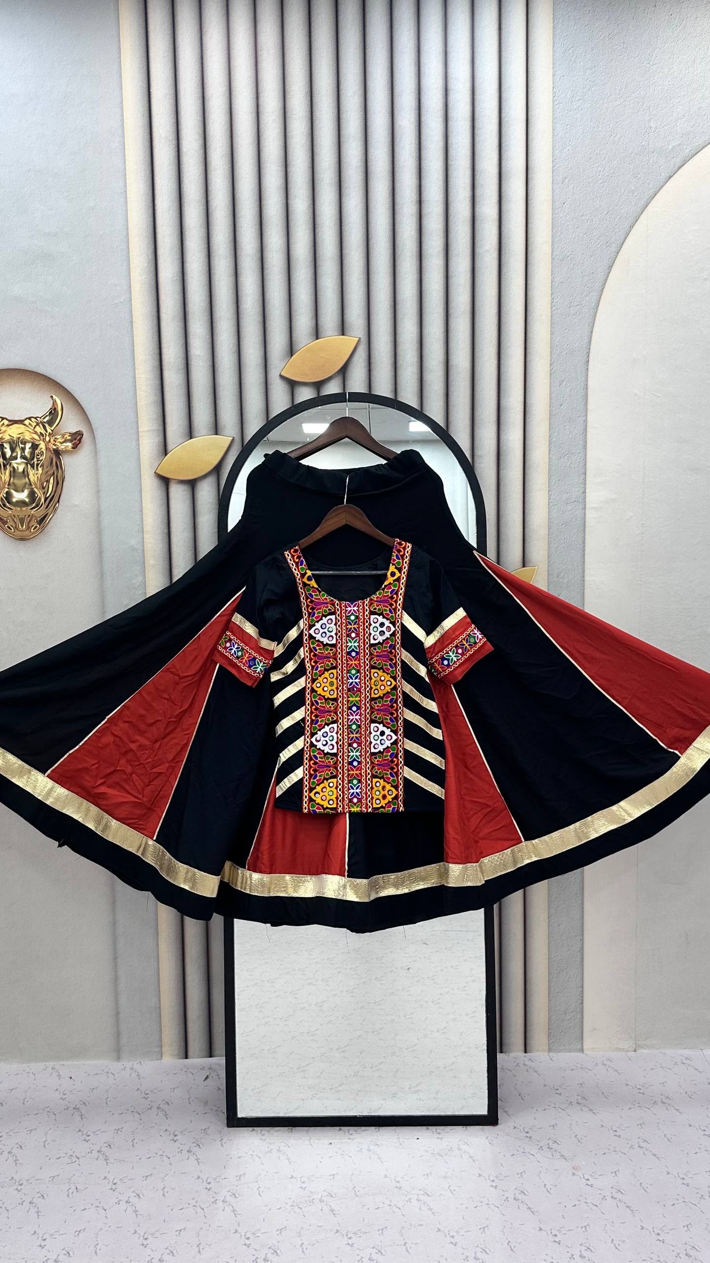 Navratri Special Pure Cotton Kediyu Lehenga Set | 6 Meter Flair | Garba & Dandiya Dress