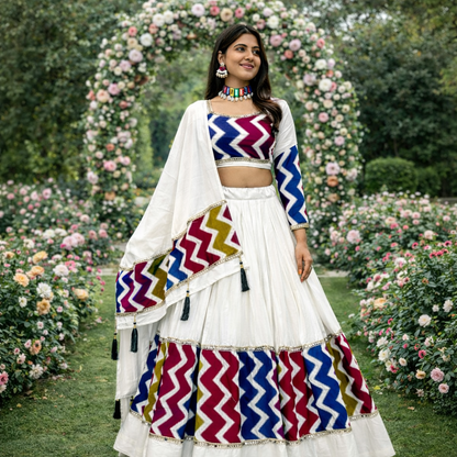 Women's Navratri Special Pure Cotton Lehenga Choli Set with Dupatta – 6 Meter Flair