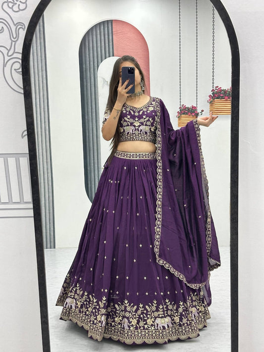 Elegant Festival Wear Lehenga Choli Set with premium Vichitra silk