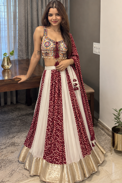 Navratri Special Pure Cotton Lehenga Choli with Gamathi Work | 6 Meter Flair