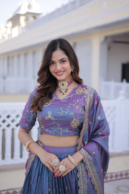 YSL Silk Embroidered Lehenga Choli Set