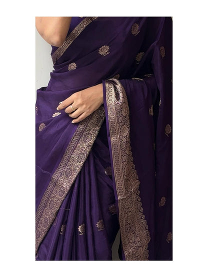 Soft Crepe Silk Saree with Jacquard Butta & Zari Border