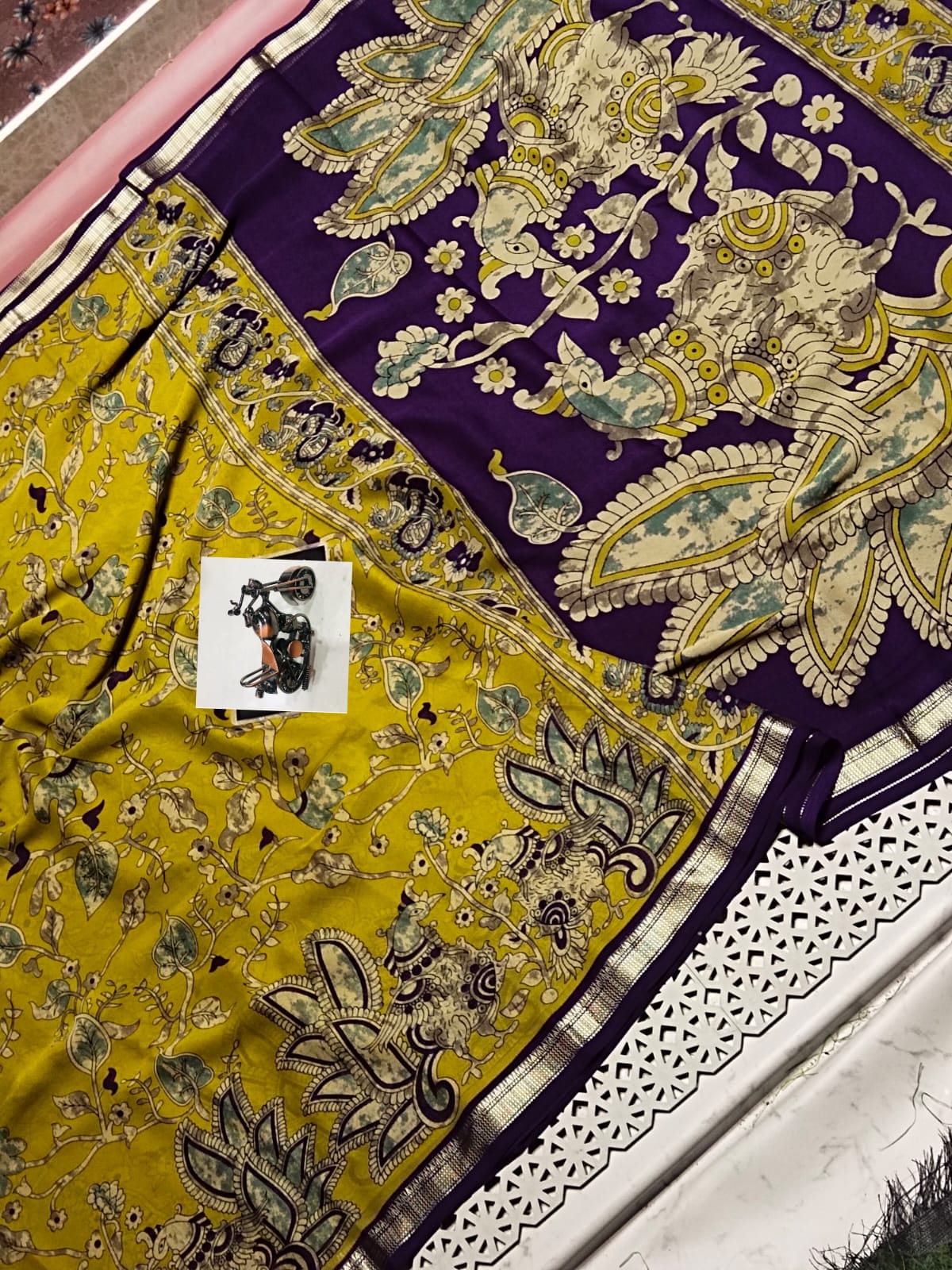 Premium Ajrakh Heavy Marsh Mellow Self Saree With Jacquard Border