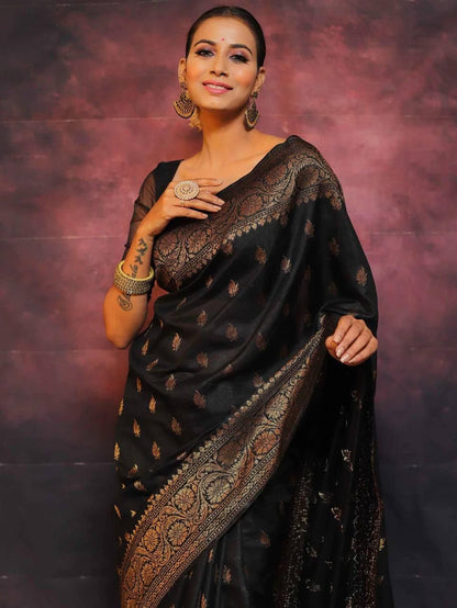Black Zari Work Saree