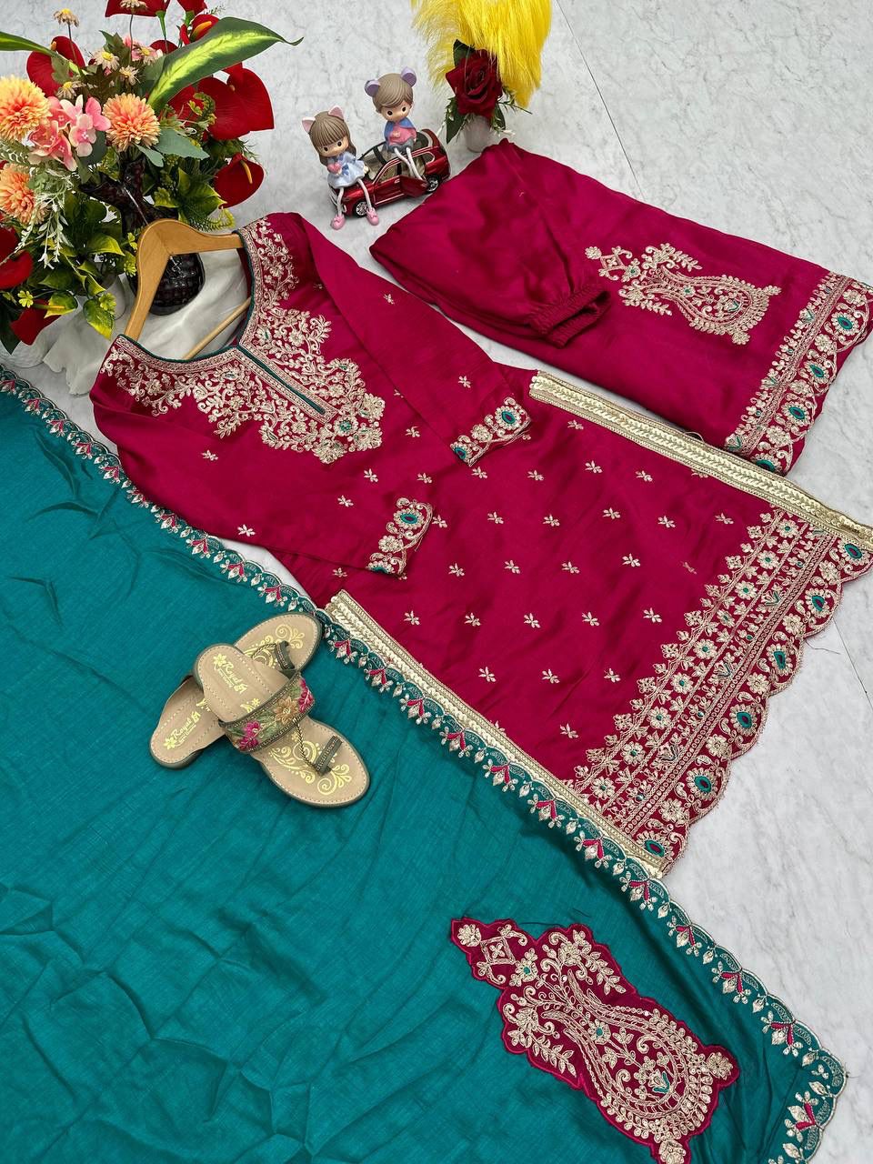 Designer Party Wear Plazzo Suit Set