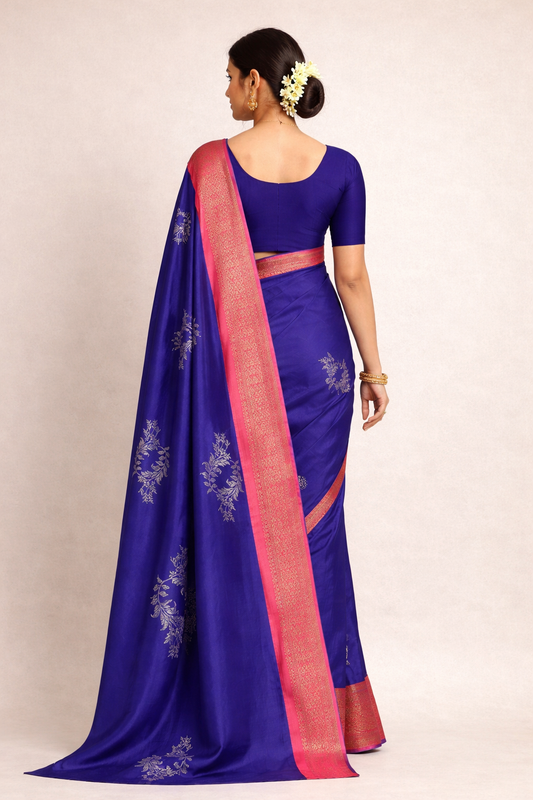 Royal Blue Jacquard Saree