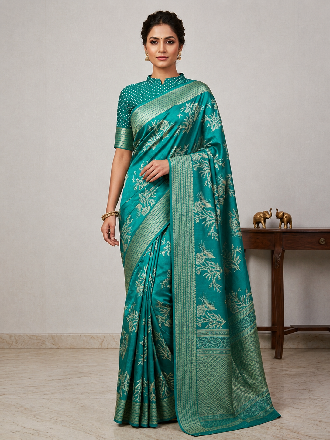 Graceful Floral Woven Saree