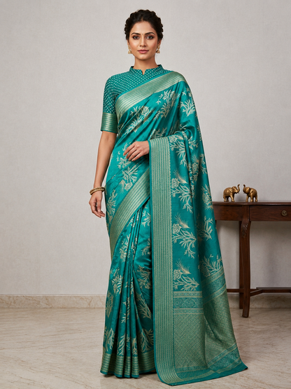 Graceful Floral Woven Saree