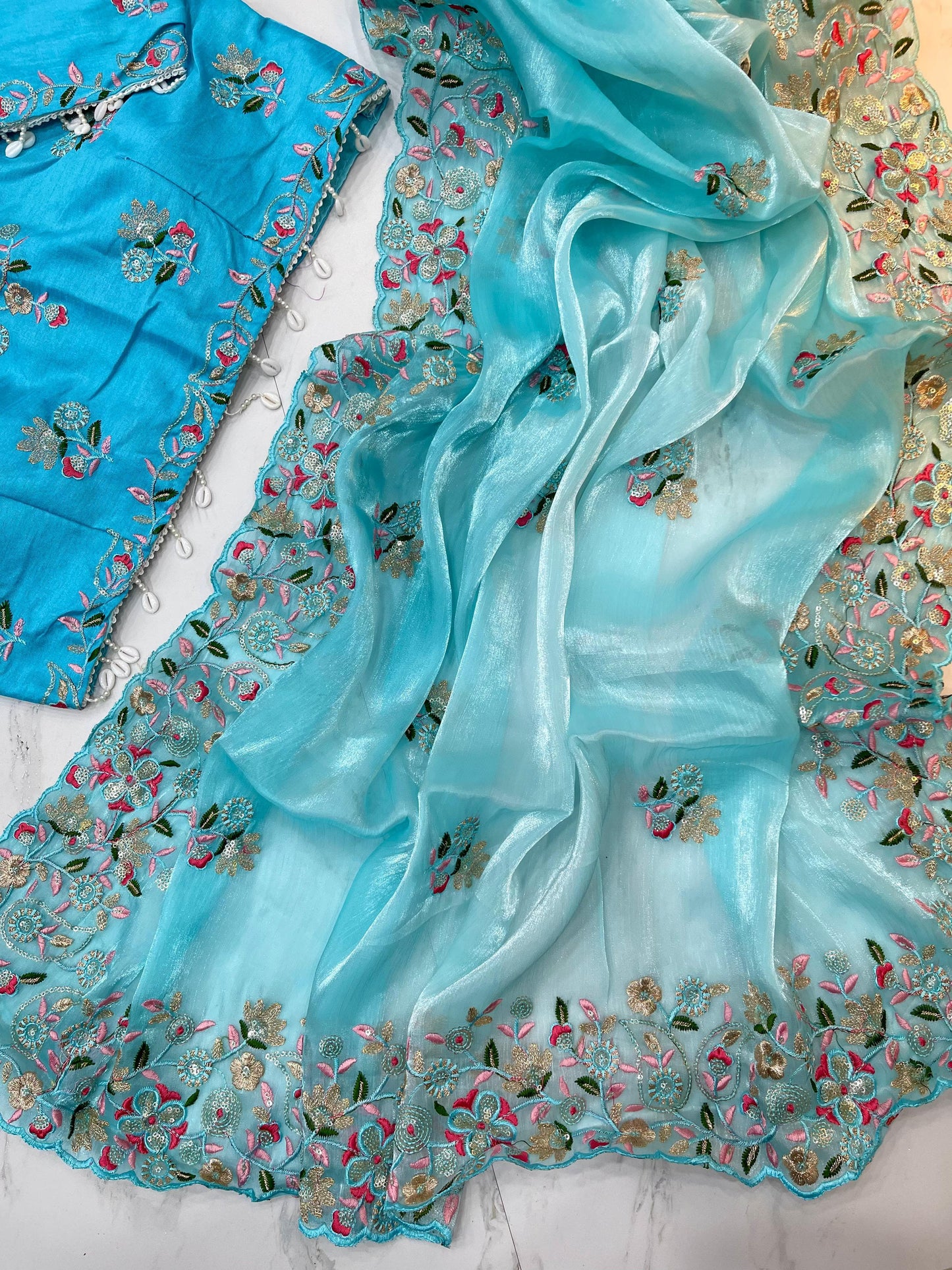 Jasmin Soft Fendy Chiffon Embroidery Saree