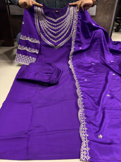 Tulsi Roman Silk Embroidered Suit Set