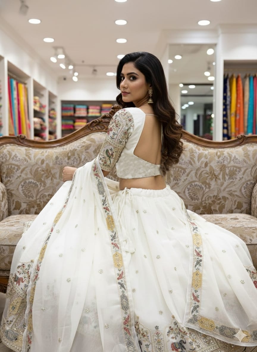Heavy Embroidery Star Georgette Lehenga Choli Set