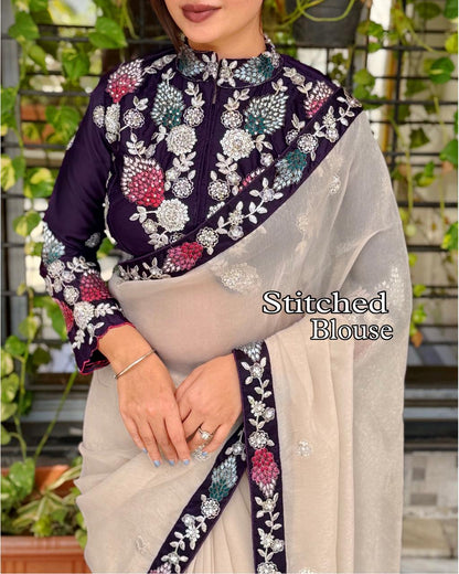 Nivea Designer Embroidery Saree