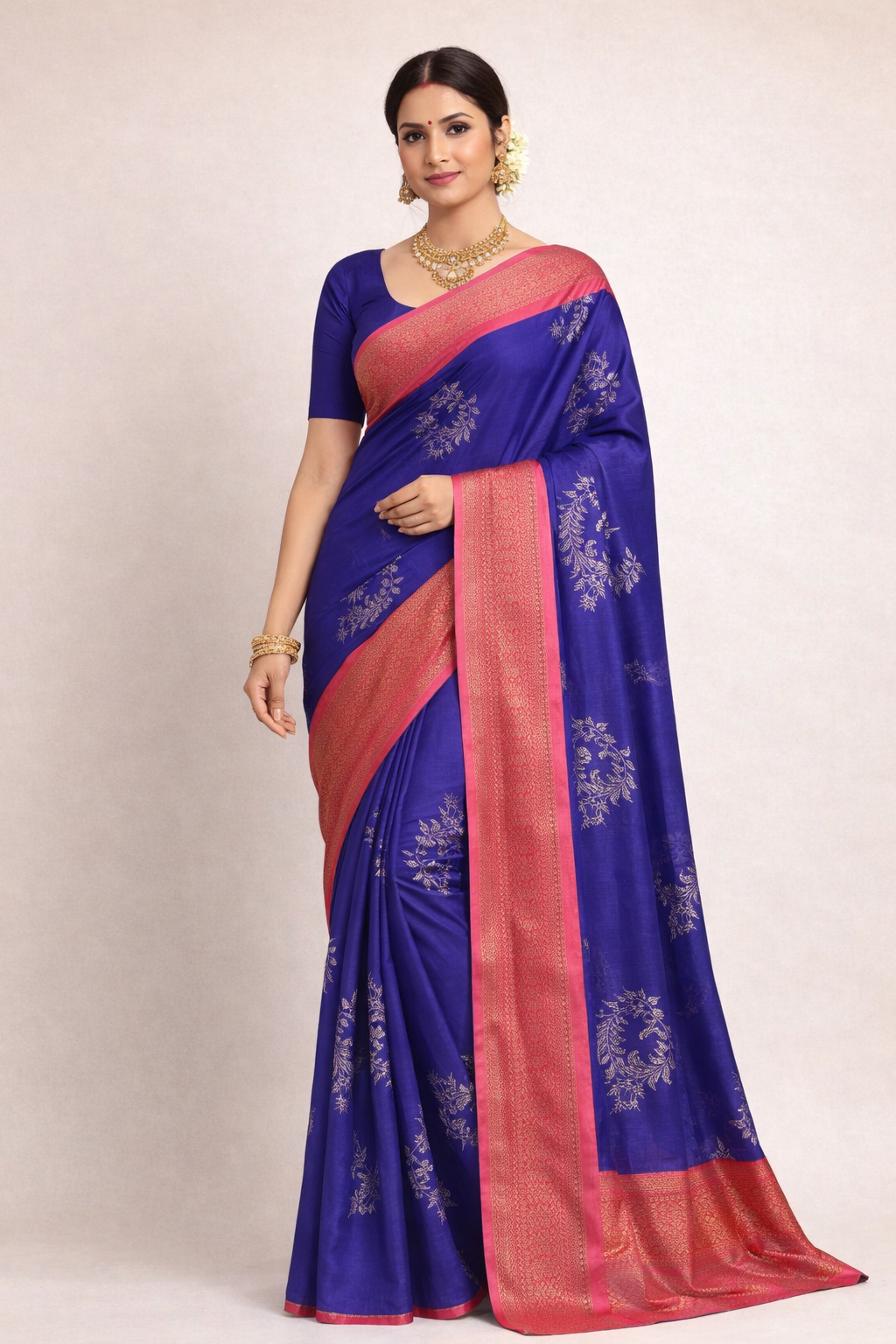 Royal Blue Jacquard Saree