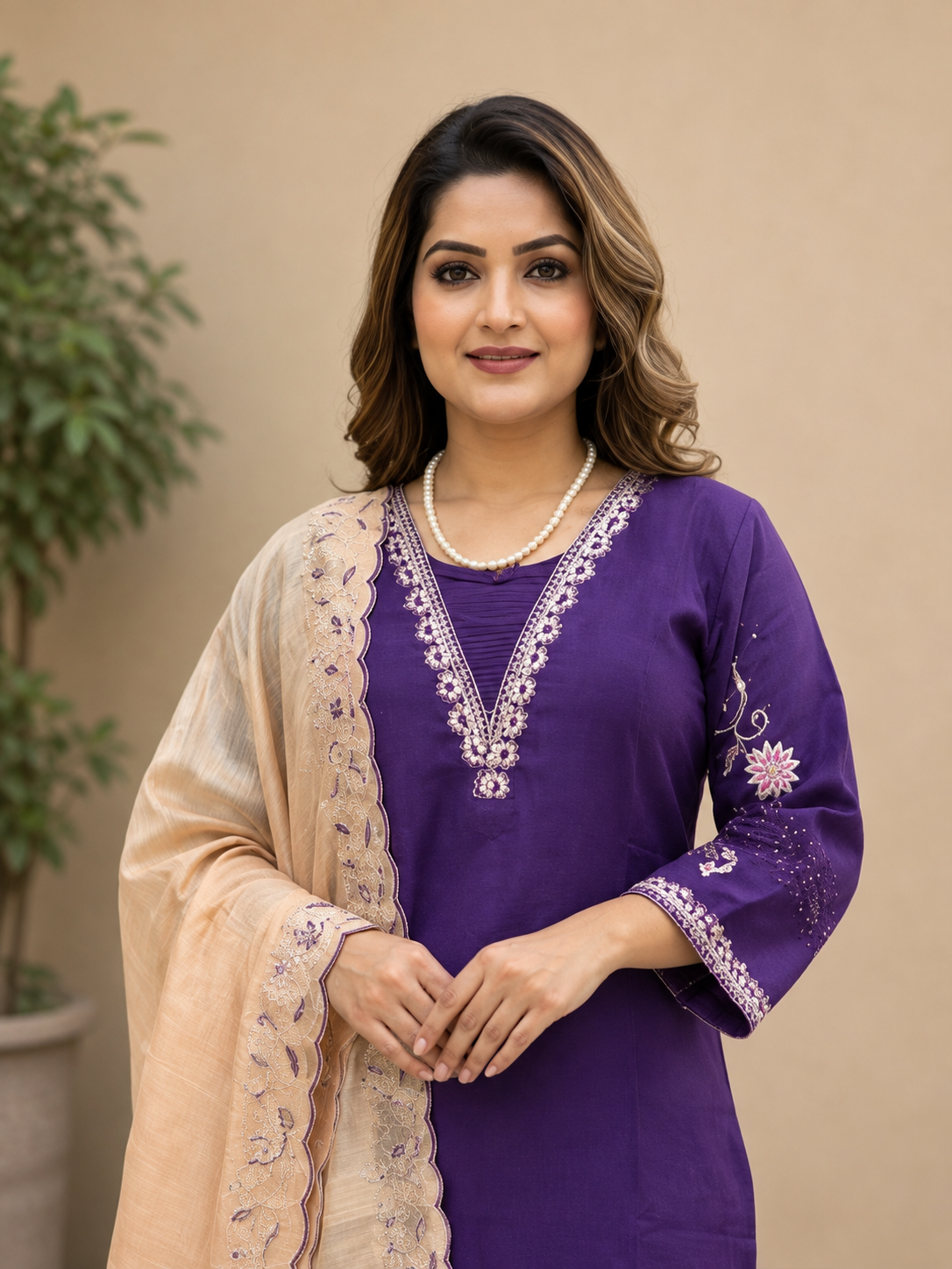 Morni Elegant Roman Silk Kurti Pant Dupatta Set