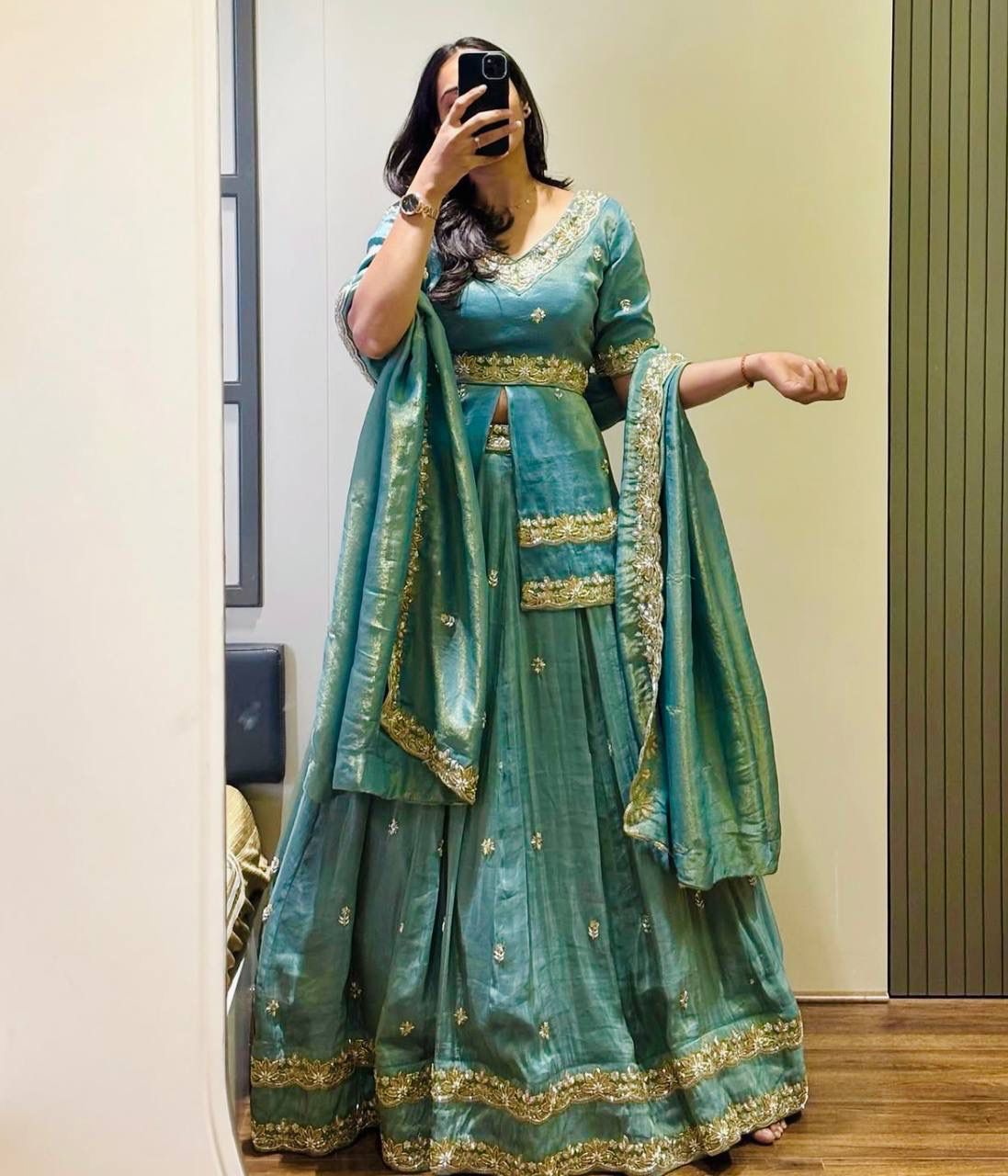 Premium Chinon Silk Wedding Wear Lehenga Choli with Sequence Work