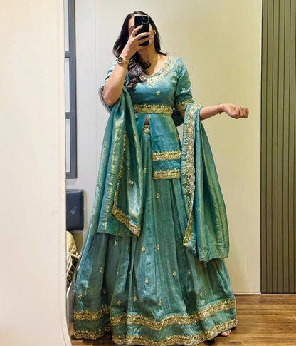 Premium Chinon Silk Wedding Wear Lehenga Choli with Sequence Work