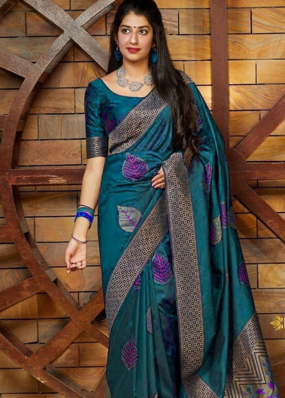 Teal Silk Saree