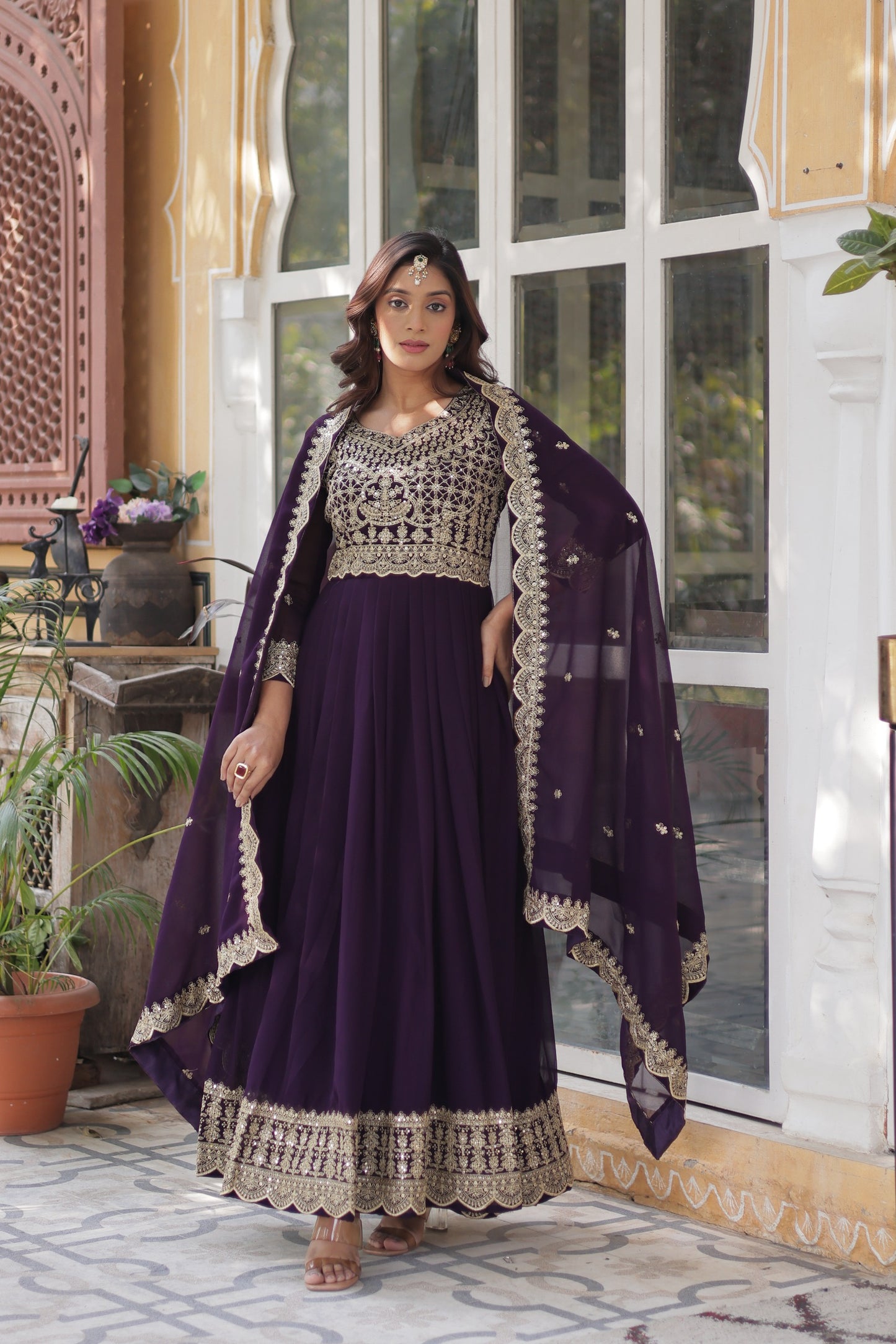 Designer Embroidered Gown with Dupatta