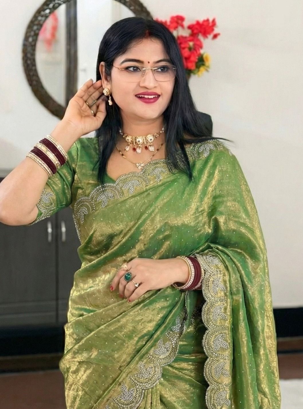 Premium Space Silk Jarkhan Work Saree | Festival & Party Wear Collection