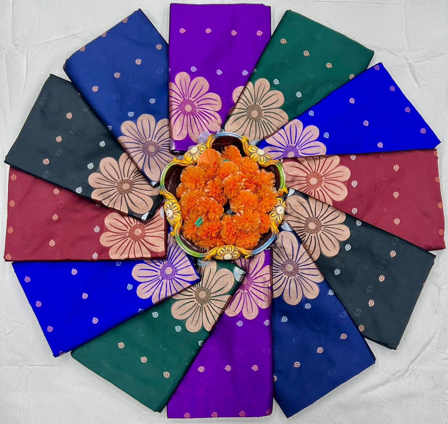 Navy Blue Floral Saree