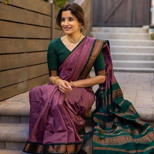 Purple Green Saree