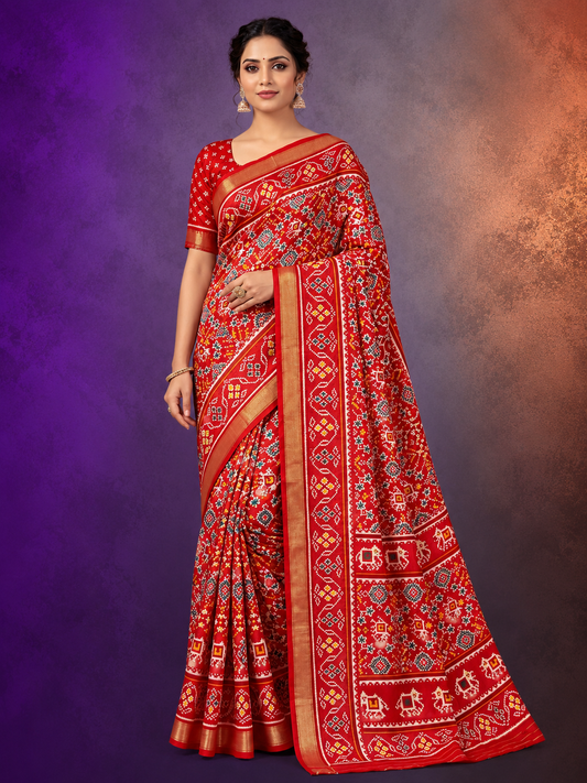 Premium Georgette Saree with Uniform Design & Matching Blouse