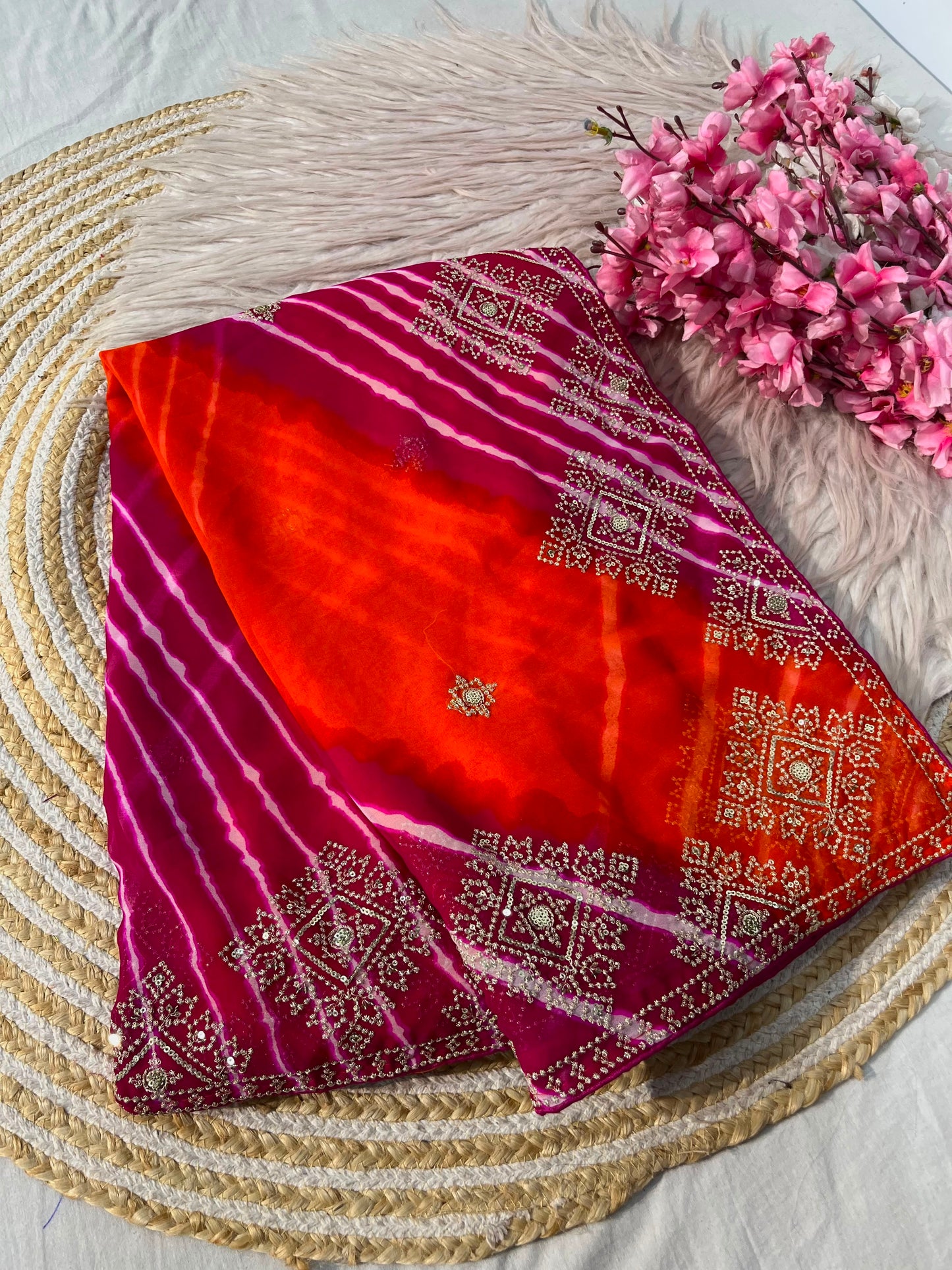 Saavan Special Soft C Multi Leheriya Saree