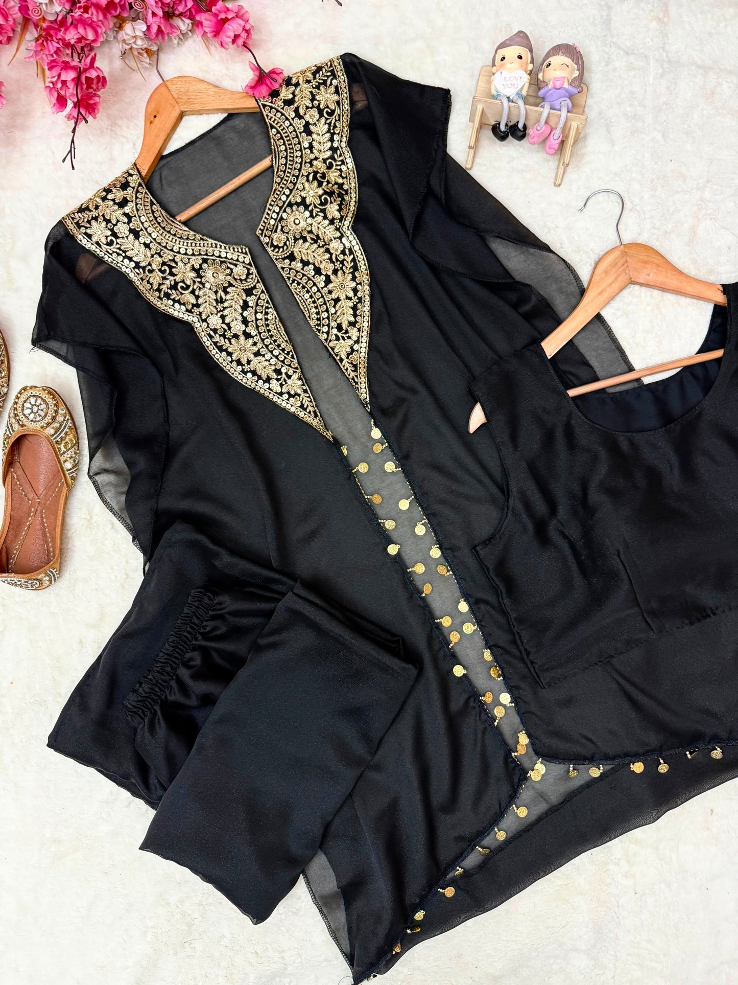 Star Georgette Indo Western Set | Sequins Zari Embroidered Jacket Pant Set