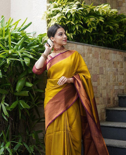 Mustard Silk Saree
