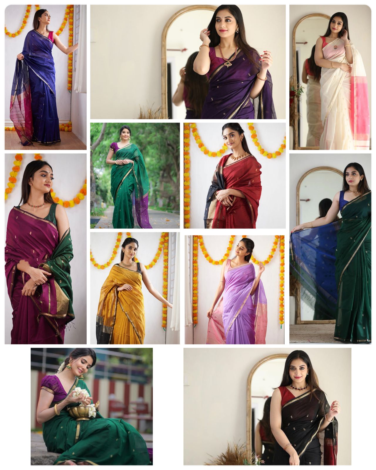 Bottle Green Festive Saree